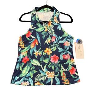 Gottex Golf & Tennis Ladies Botanical Sleeveless Polo Shirt - Size L